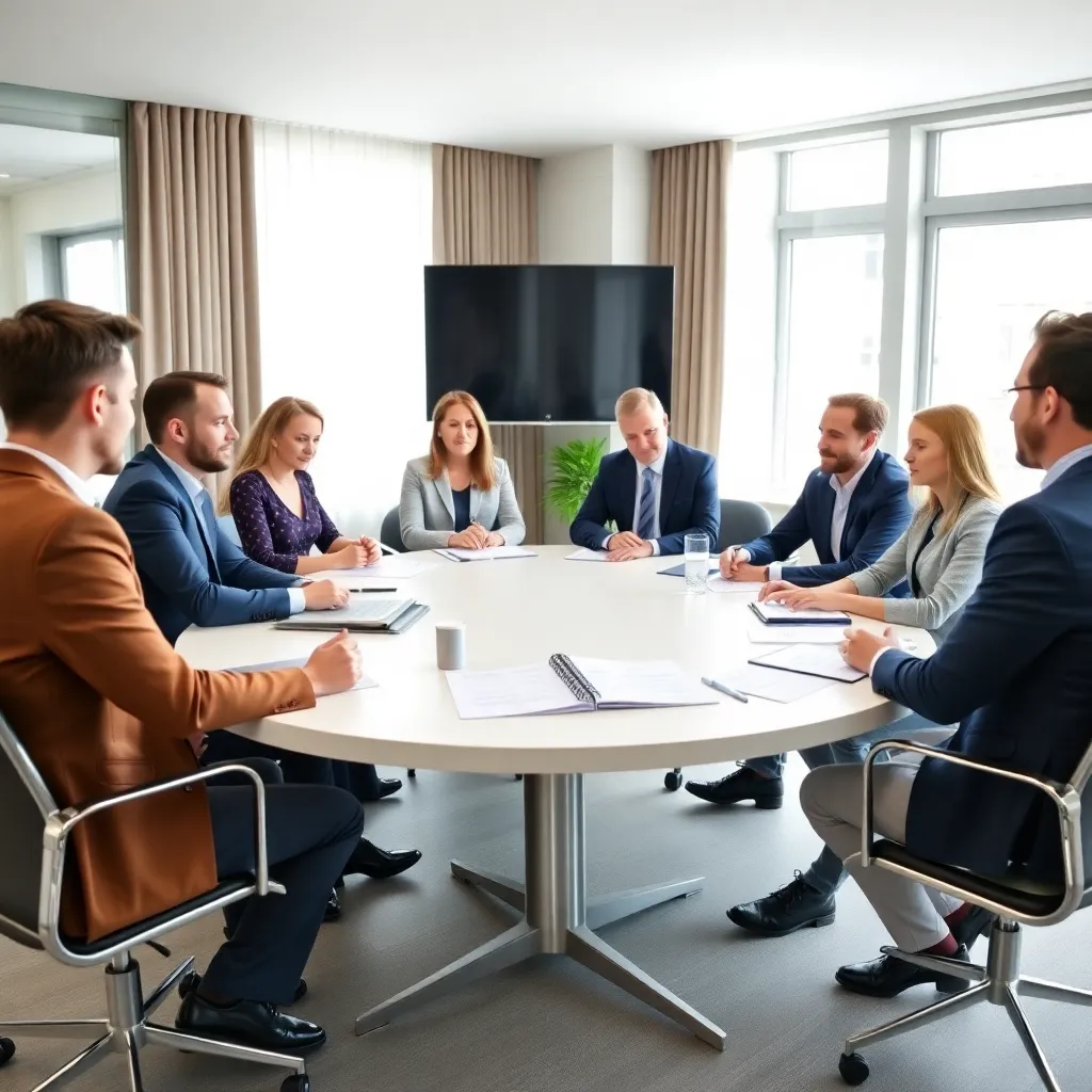 Professionele zakelijke bijeenkomst in Nederlands kantoor