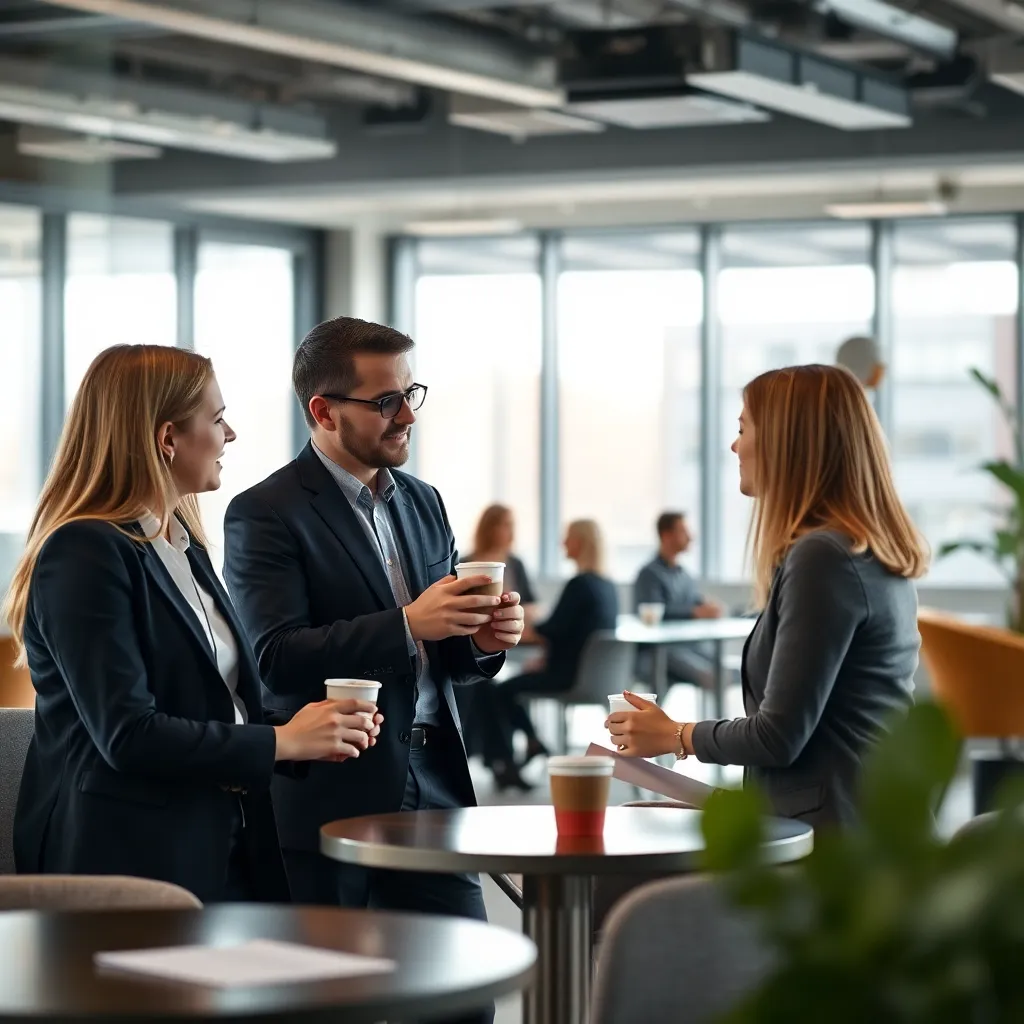 Nederlandse zakenpartners in gesprek tijdens koffiepauze