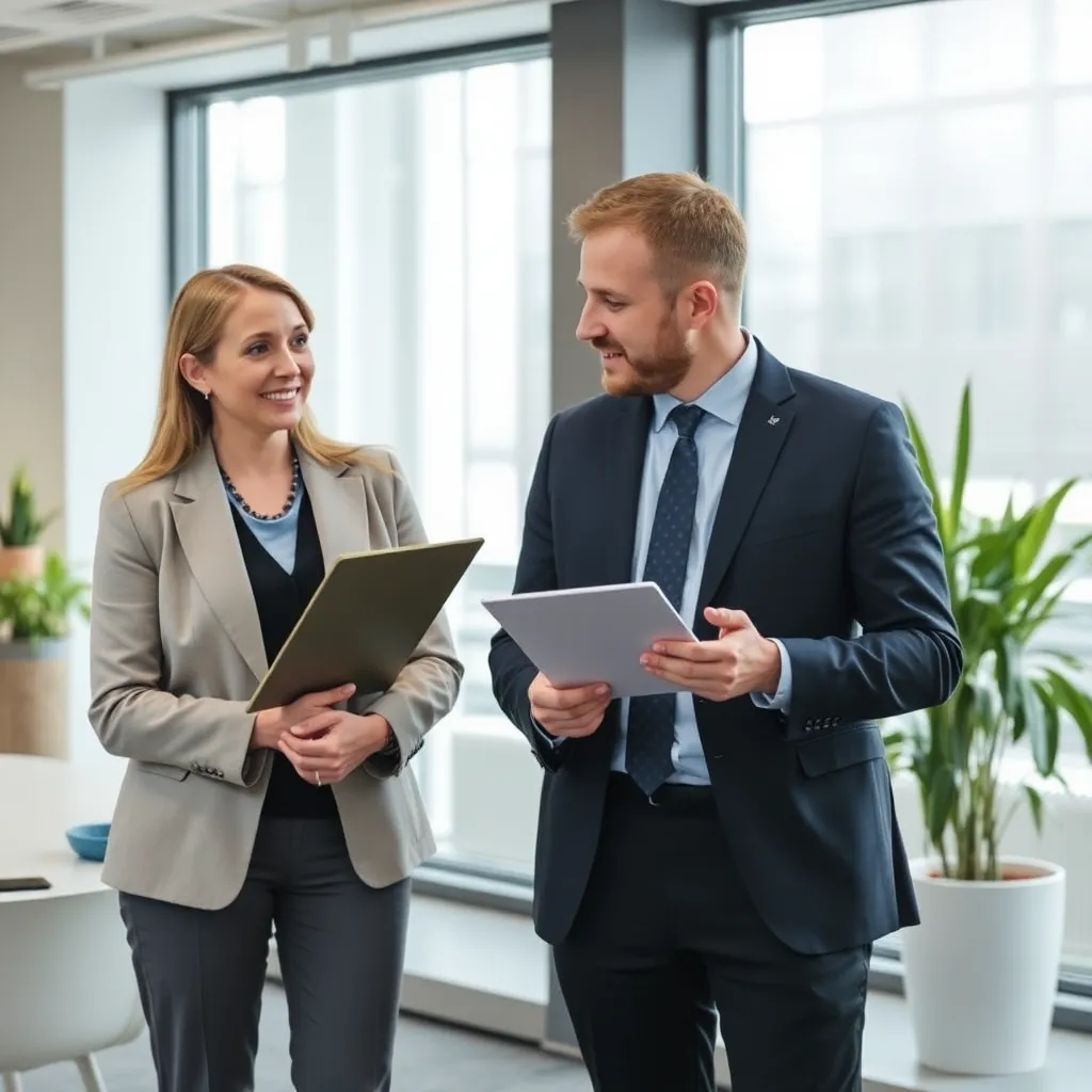 Twee Nederlandse professionals die e-mailcommunicatie bespreken